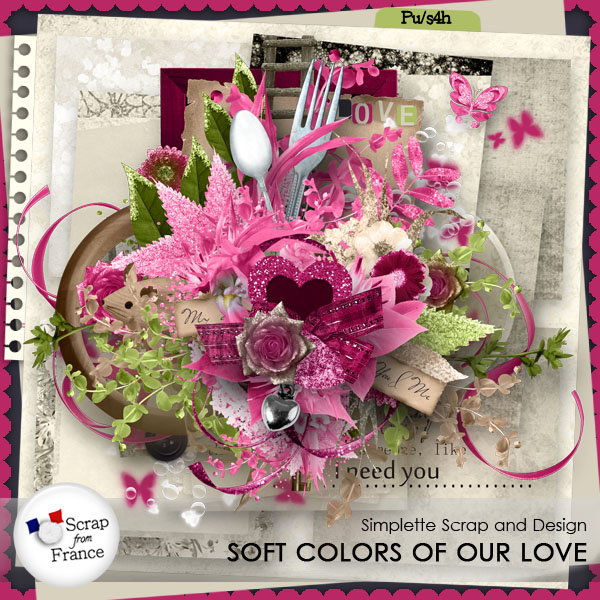 simplette kit soft colors of our love scrap from france exclu